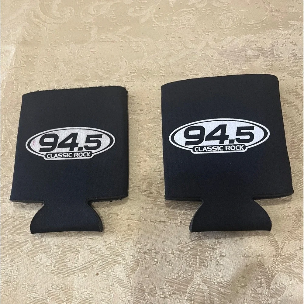 Unbranded 94.5 Classic Rock Koozie Set Unisex OS Black Good Radio Promo 2pk